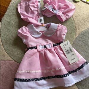 Adorable Pink Baby Dress with Hat and Bloomers